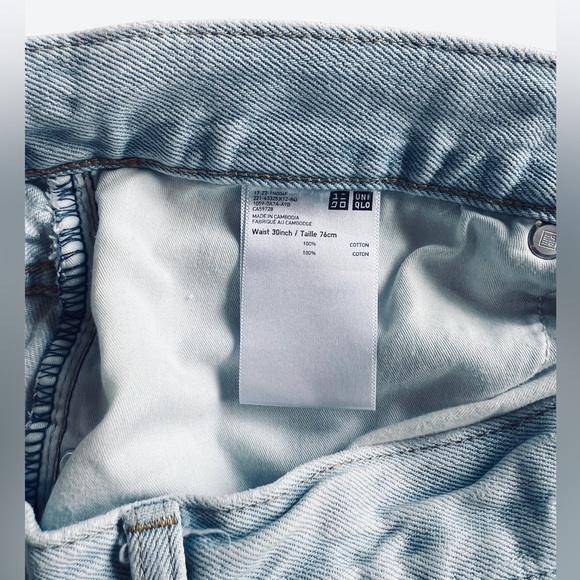 Uniqlo Distressed Light Wash Denim Short 100% Cotton Size 12 - Picture 7 of 7